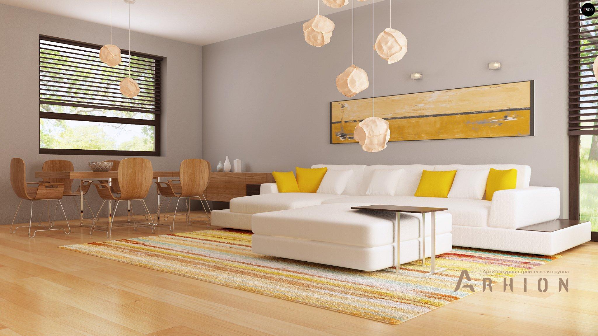 3. Проект одноэтажного дома в европейском стиле с двускатной кровлей, Z79 GP, площадью - 165 кв c мансардой, терассой, гаражом